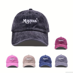 Mama Vintage Baseball Cap Washed Distressed Dad Hat Solid Sunscreen Sports Hats
