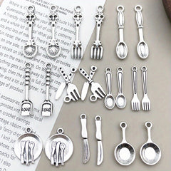 20pcs Antique Silver Key Shape Charms Pendants for DIY Necklace Bracelets