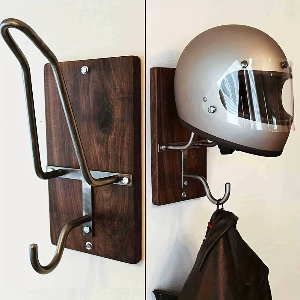 Wooden Helmet Hook Motorcycle Hat Storage Rack Coat Hook