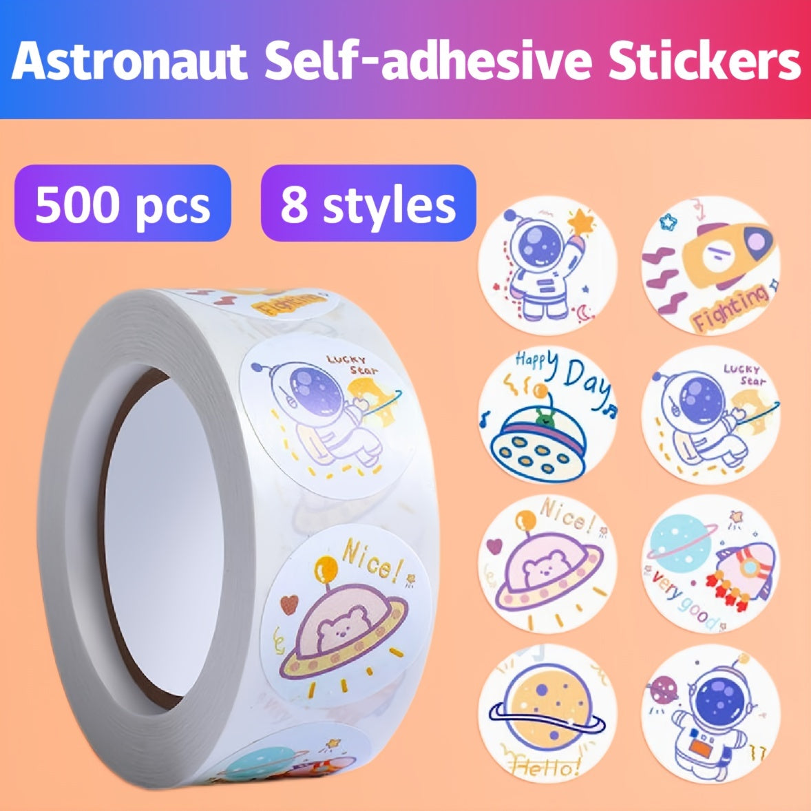 500 Astronaut Stickers DIY Scrapbook Diary School Supplies
