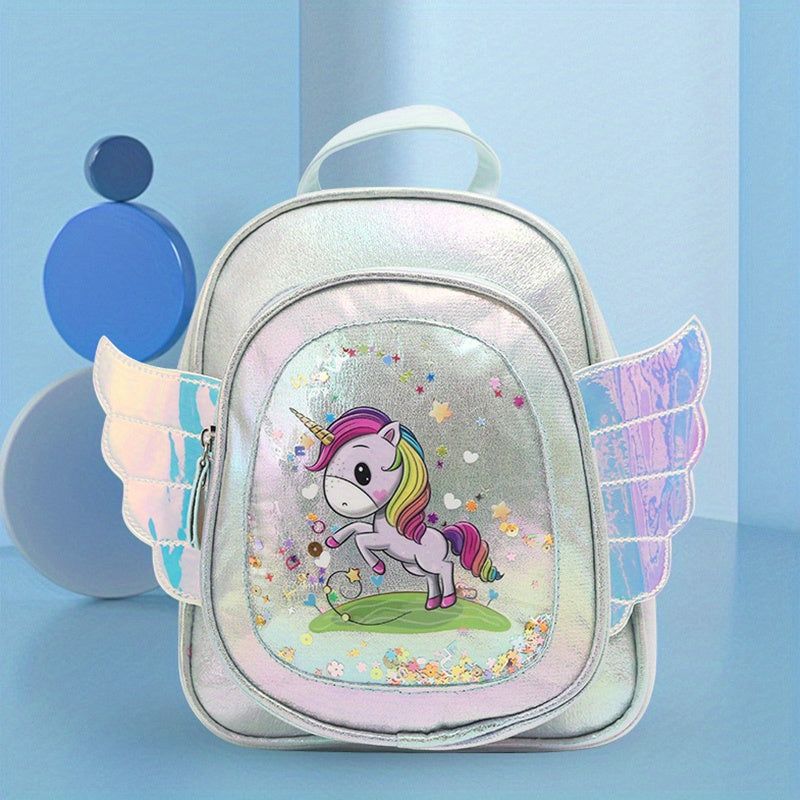 Cartoon Unicorn Wings Backpack Casual Kids Backpack Kindergarten Elementary Unic