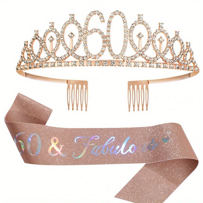 Birthday Party Crown Set Rhinestone Tiara Decoration
