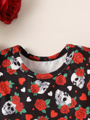 Baby Girl's Skull & Rose Flutter Sleeve Dress