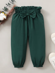 2pcs Girls Ruffled Top & Trousers Set