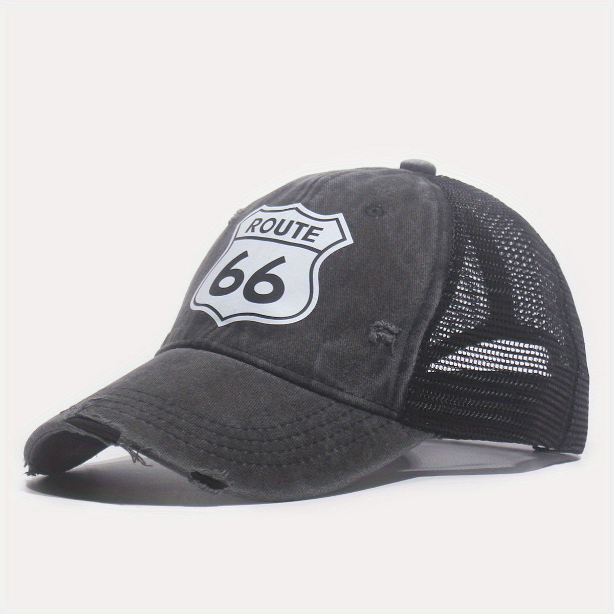 66 Route Hot Stamped Baseball Cap Half Mesh Cap Baseball Cap