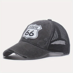 66 Route Hot Stamped Baseball Cap Half Mesh Cap Baseball Cap