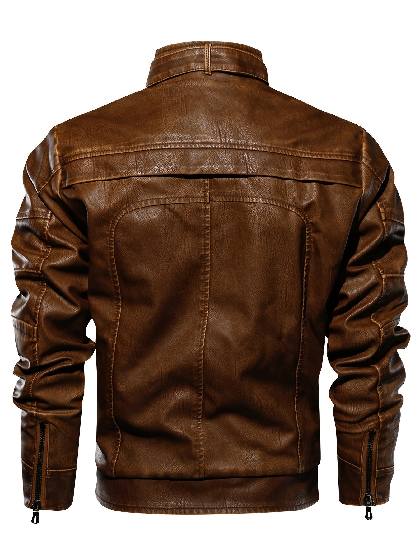 Men's PU Leather Zipper Jacket Coat