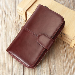 Top Layer Cowhide Vertical Women's Wallet with Card Slot
