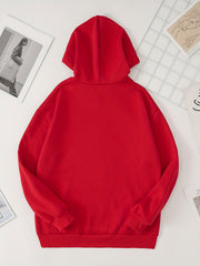 Letter Print Kangaroo Pocket Hoodie Casual Long Sleeve Drawstring Hoodies