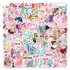 100 Axolotl Stickers Cartoon Anime Self Adhesive Waterproof Hand Bill Stickers
