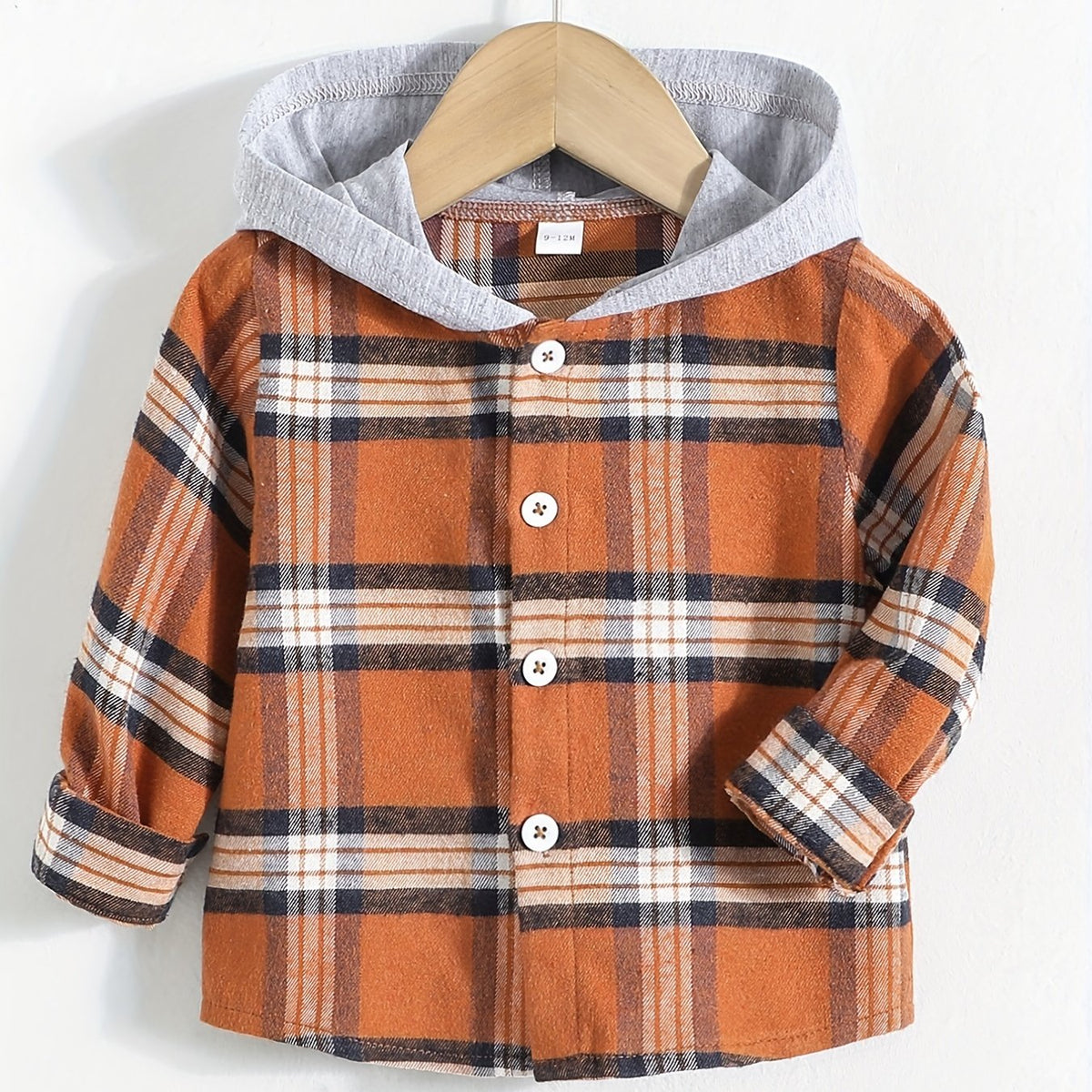 Baby Boy's Cotton Hooded Jacket Button Up Stretchy Coat