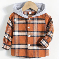Baby Boy's Cotton Hooded Jacket Button Up Stretchy Coat