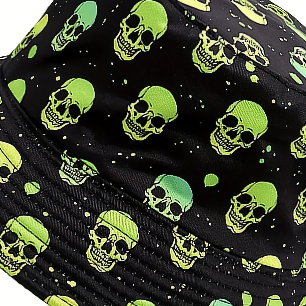 Skull Print Reversible Sunshade Bucket Hat for Men Women