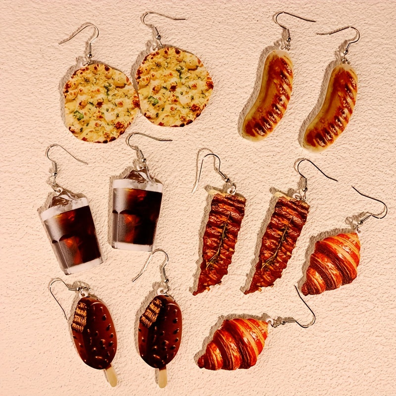 Indian Fries Sausages Ribs Coffee Horns Bags Ice Cream Dangle Earrings