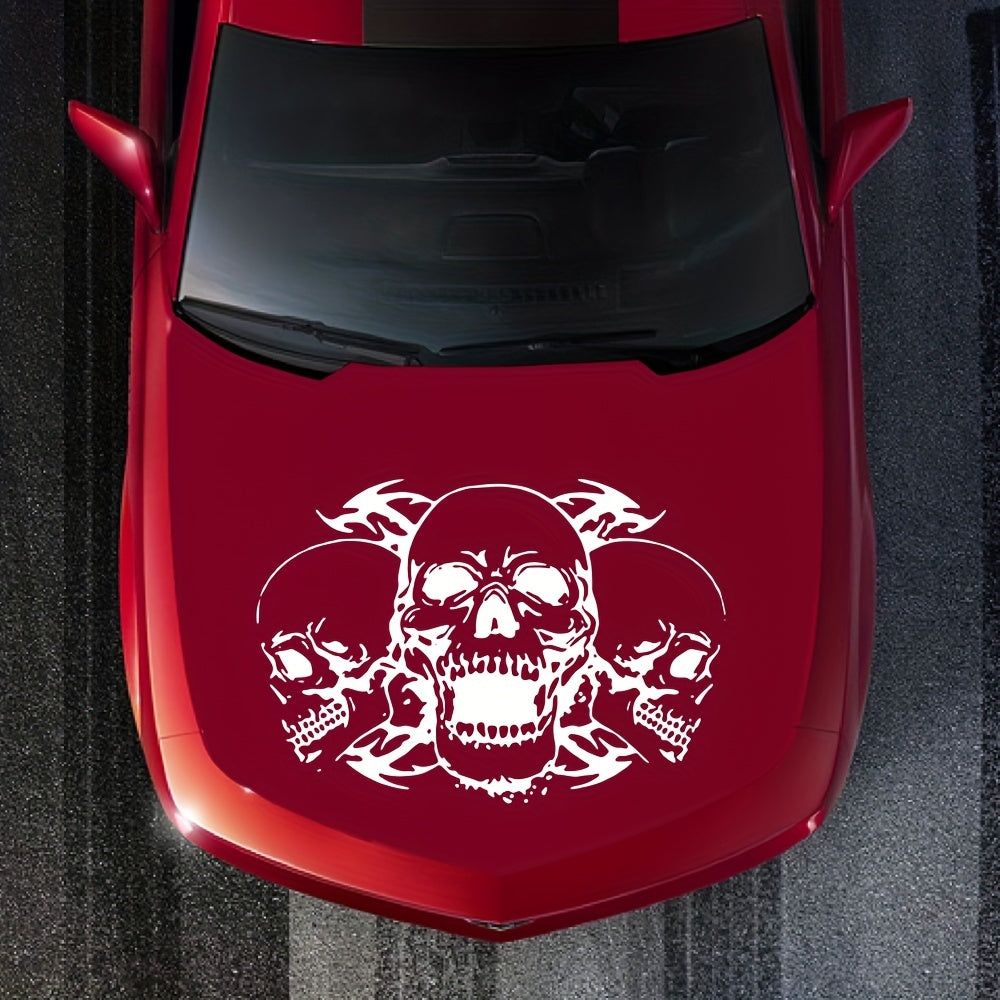 Three Skull Head Hood Car Stickers Door Body Halloween Vinyl Decals