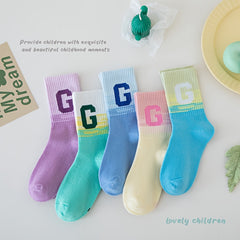 5 Pairs Ombre Letter Print Socks Women's Stockings