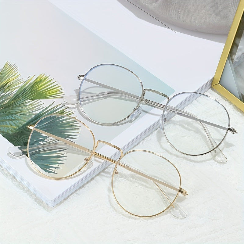 Anti Light Lens Metal Frame Men's Casual Glasses With Glasses Case