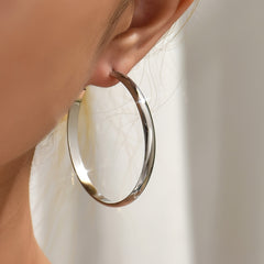 Women's 925 Silver Arc Texture Glossy Stud Earrings