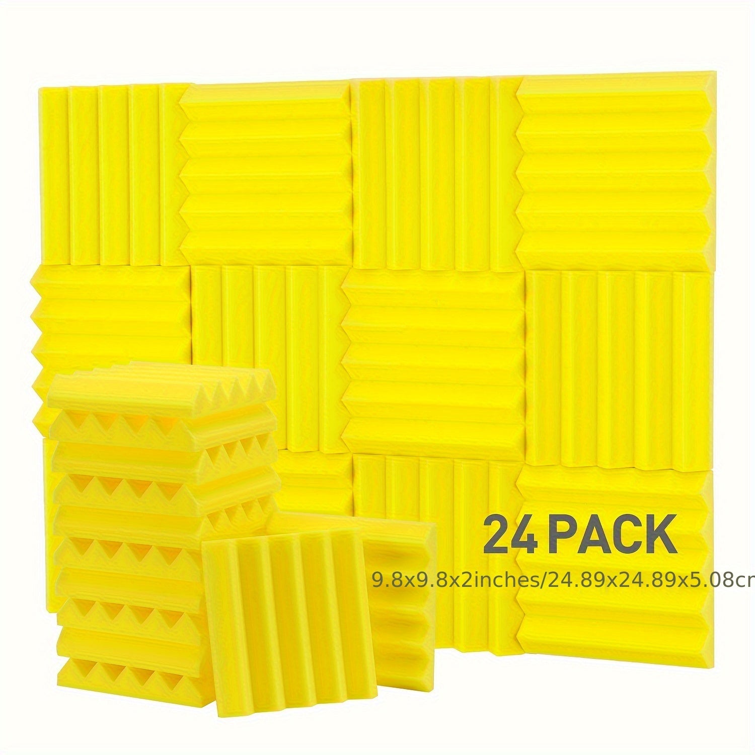 24pcs Yellow High Density Triangular Slot Sound Absorbing Cotton