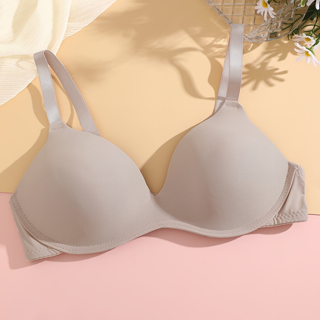 Comfy Push Up Bra Solid T Shirt Breathable Women's Lingerie