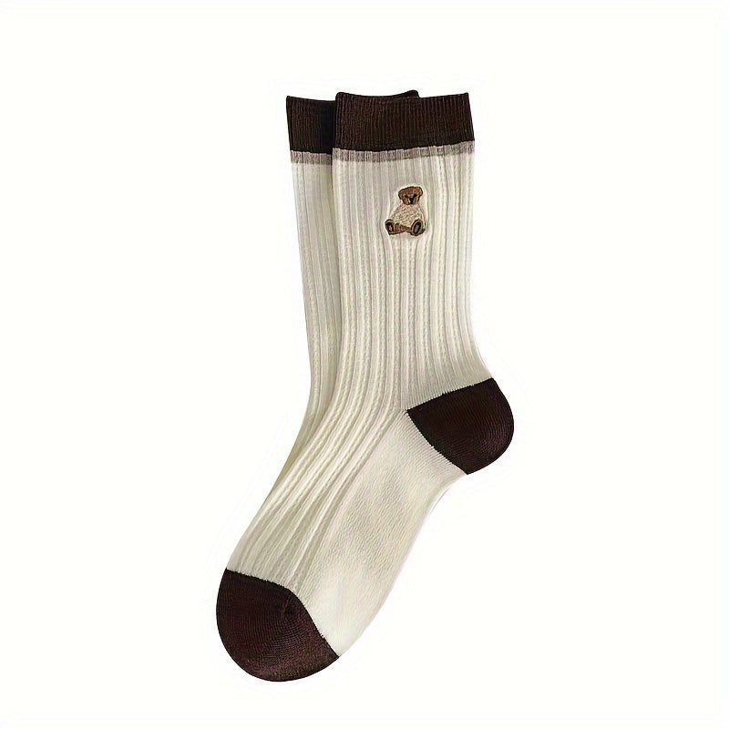5 Pairs Striped Crew Socks Comfy & Mid Tube Women's Stockings
