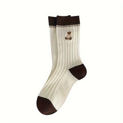 5 Pairs Striped Crew Socks Comfy & Mid Tube Women's Stockings