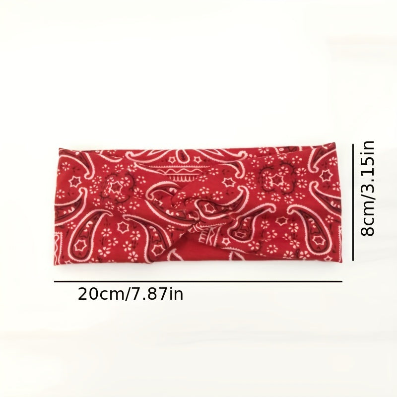 Boho Style Print Headband Yoga Sports Sweatband Turban