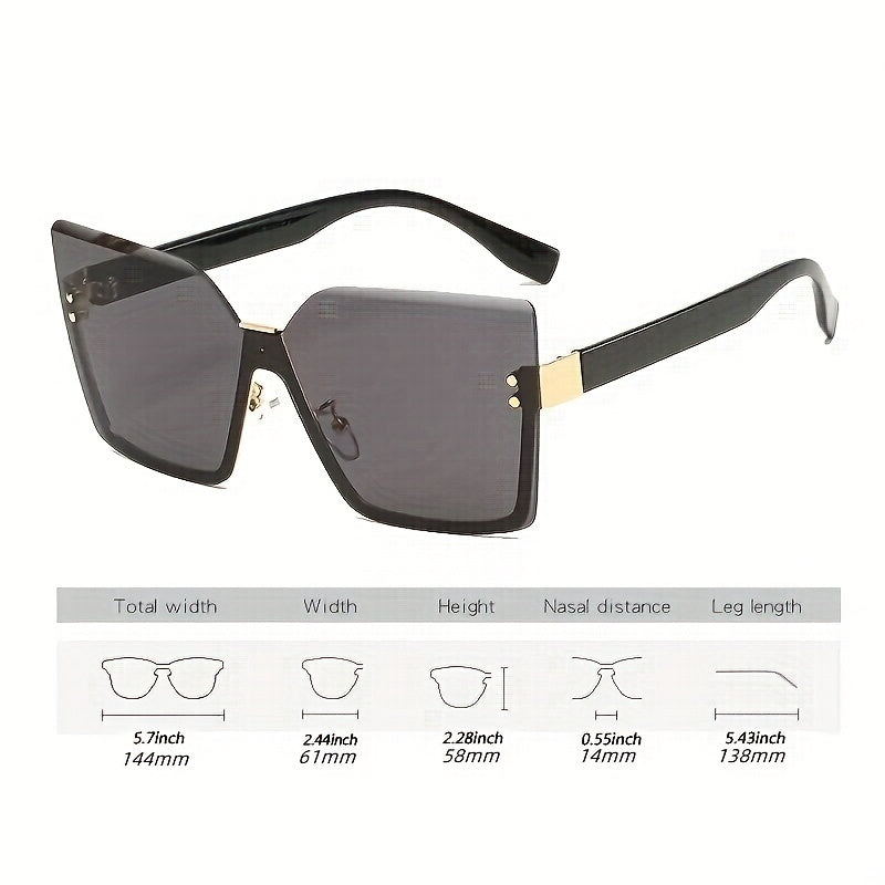 Oversized Rimless Sunglasses Gradient Lens UV400