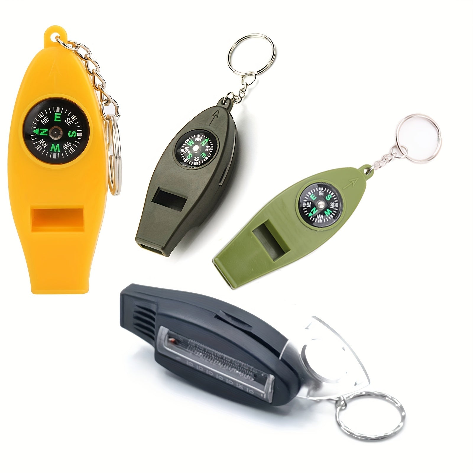 Emergency Survival Whistle with Compass Thermometer and Magnifier