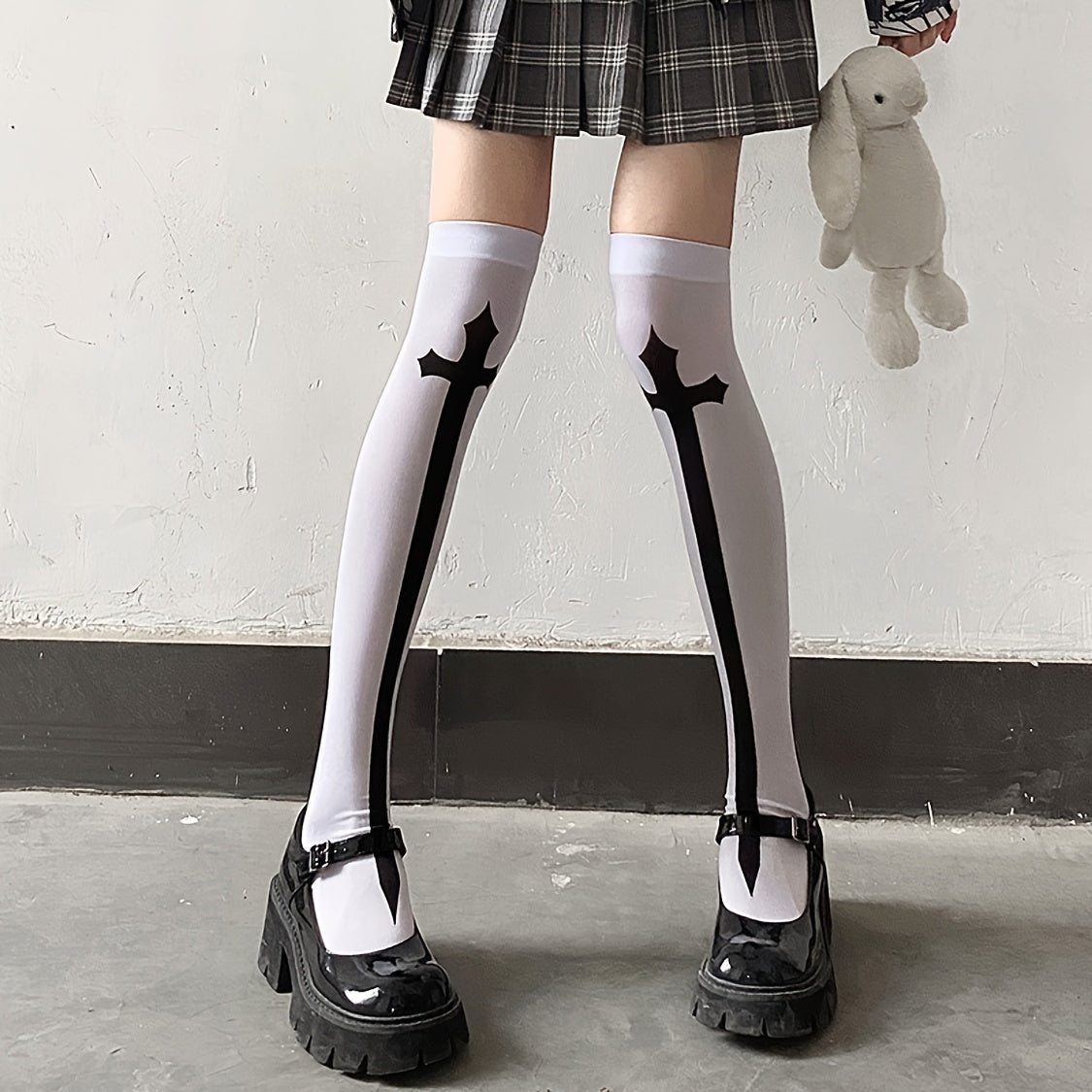 Halloween Party Stockings Spider Web Bat Skull Over The Knee Socks