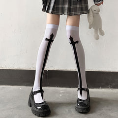 Halloween Party Stockings Spider Web Bat Skull Over The Knee Socks