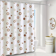 Coffee Circle Shower Curtain Waterproof with Metal Hole and Plastic Hooks
