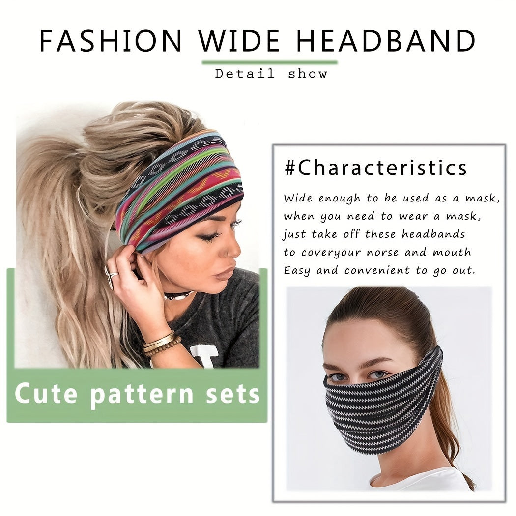 Bohemia Floral Bandeau Headband Wide Knot Hair Scarf Elastic Turban