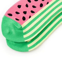 Watermelon Pattern Colorblock Crew Socks Women's Stockings