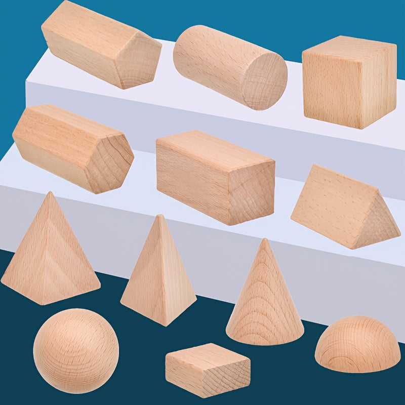 Kids' Geometric Toy Math Teaching Tools Shape Blocks Wooden Building Blocks
