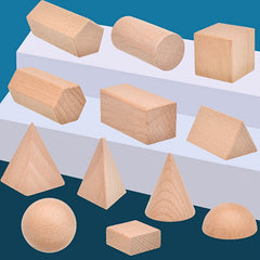Kids' Geometric Toy Math Teaching Tools Shape Blocks Wooden Building Blocks