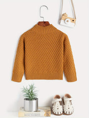 Baby's Button V neck Knitted Pullover Top Child's Casual Sweater
