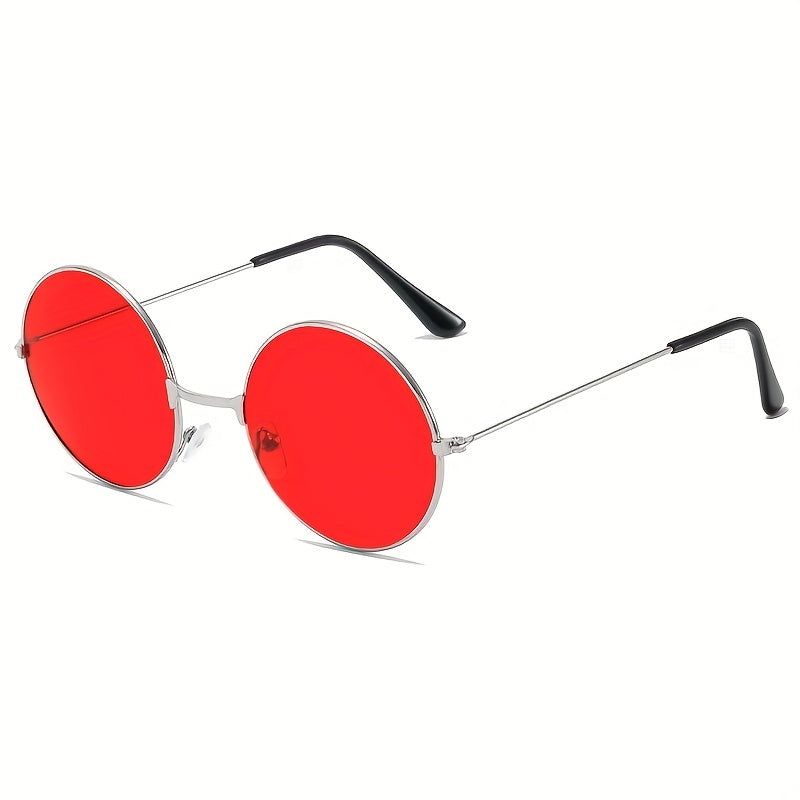 Round Tinted Sunglasses Metal Frame UV400