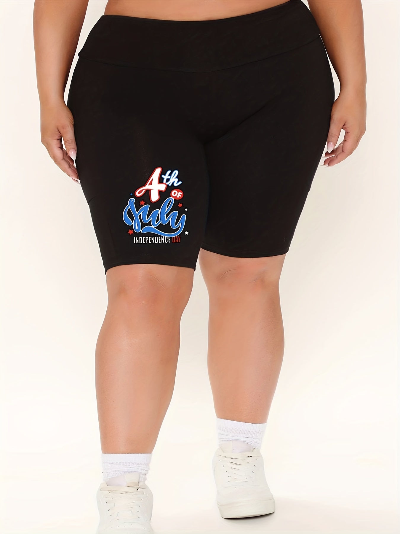 Women's Graphic Print High Rise Skinny Fitness Shorts