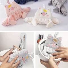 Cartoon Piggy Hand Towel Absorbent Quick Dry Bathroom Bedroom