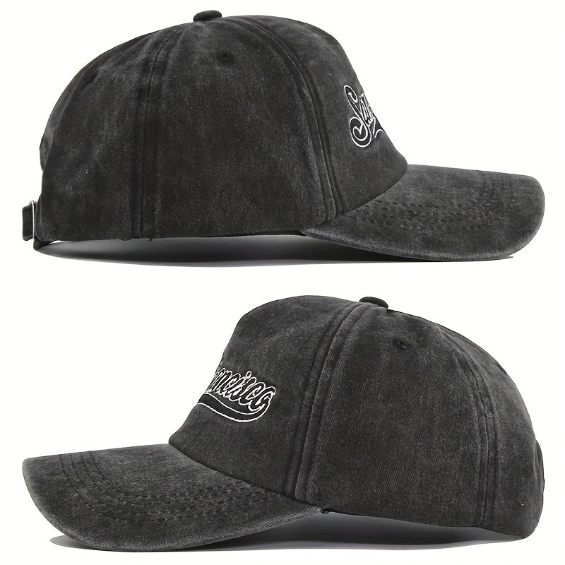 3D Embroidery Baseball Cap Denim Embroidered Sun Visor Curved Brim Hat