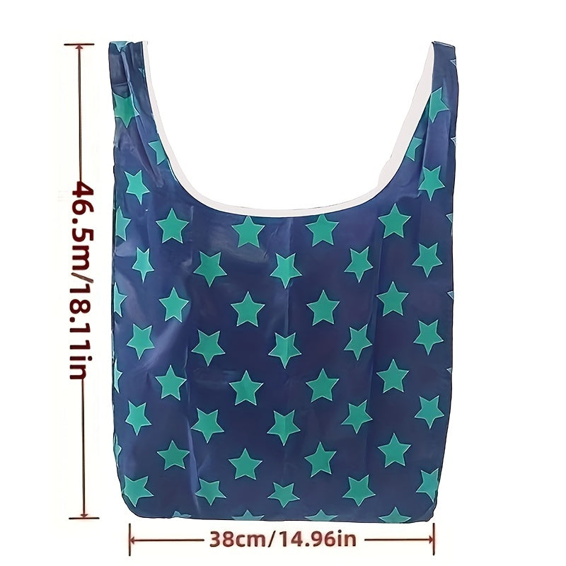 Star Printed Reusable Grocery Bag Foldable Shopping Bag Waterproof Tote Bag