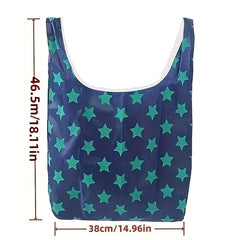 Star Printed Reusable Grocery Bag Foldable Shopping Bag Waterproof Tote Bag
