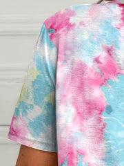  Tie Dye Short Sleeve Stretch Sleep Tee Dress