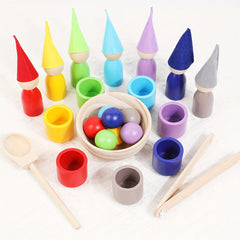 Educational Wooden Rainbow Matching Game for Preschoolers