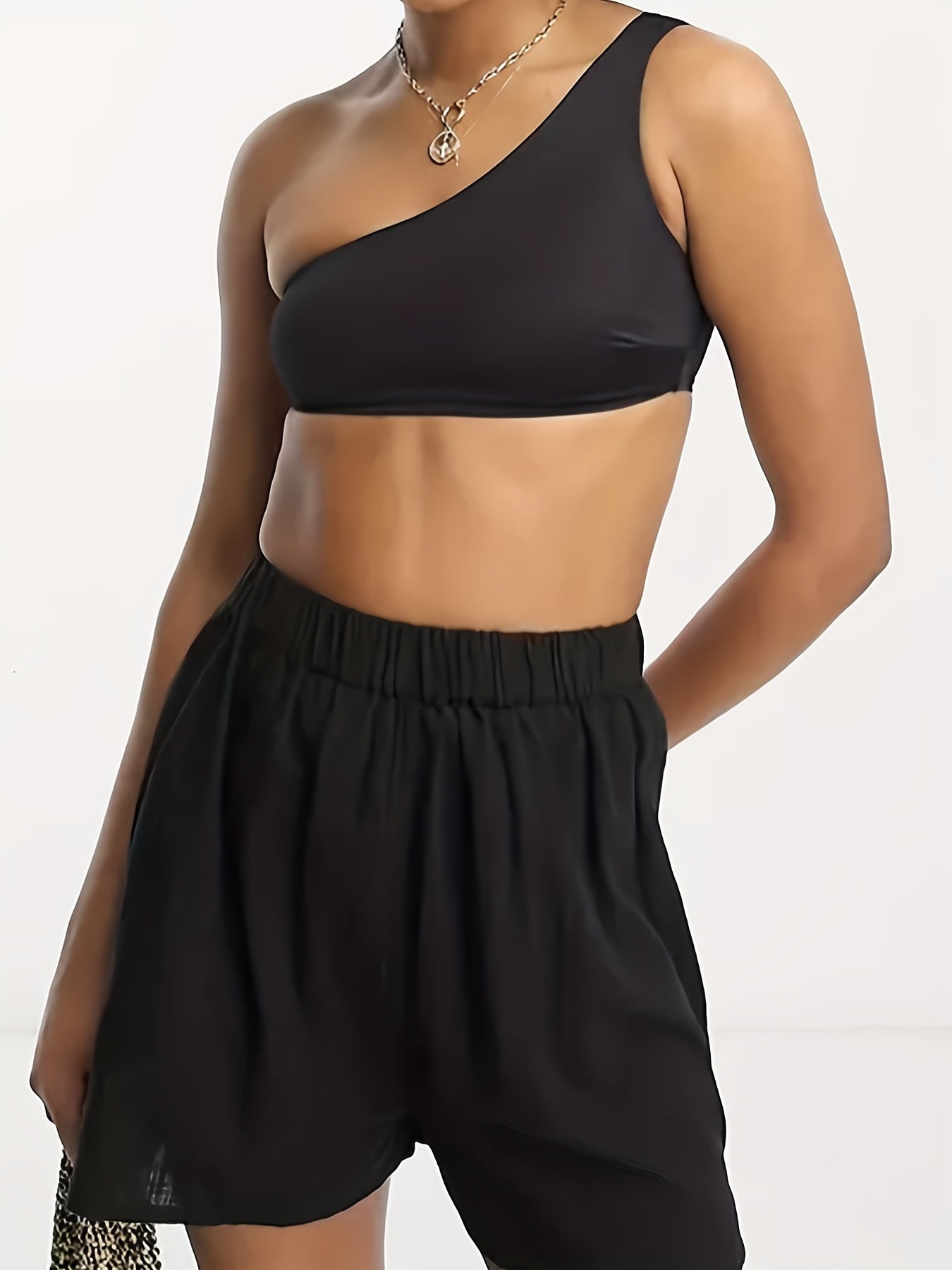 Summer Women's Elastic Waist Solid Shorts Casual Every Shorts