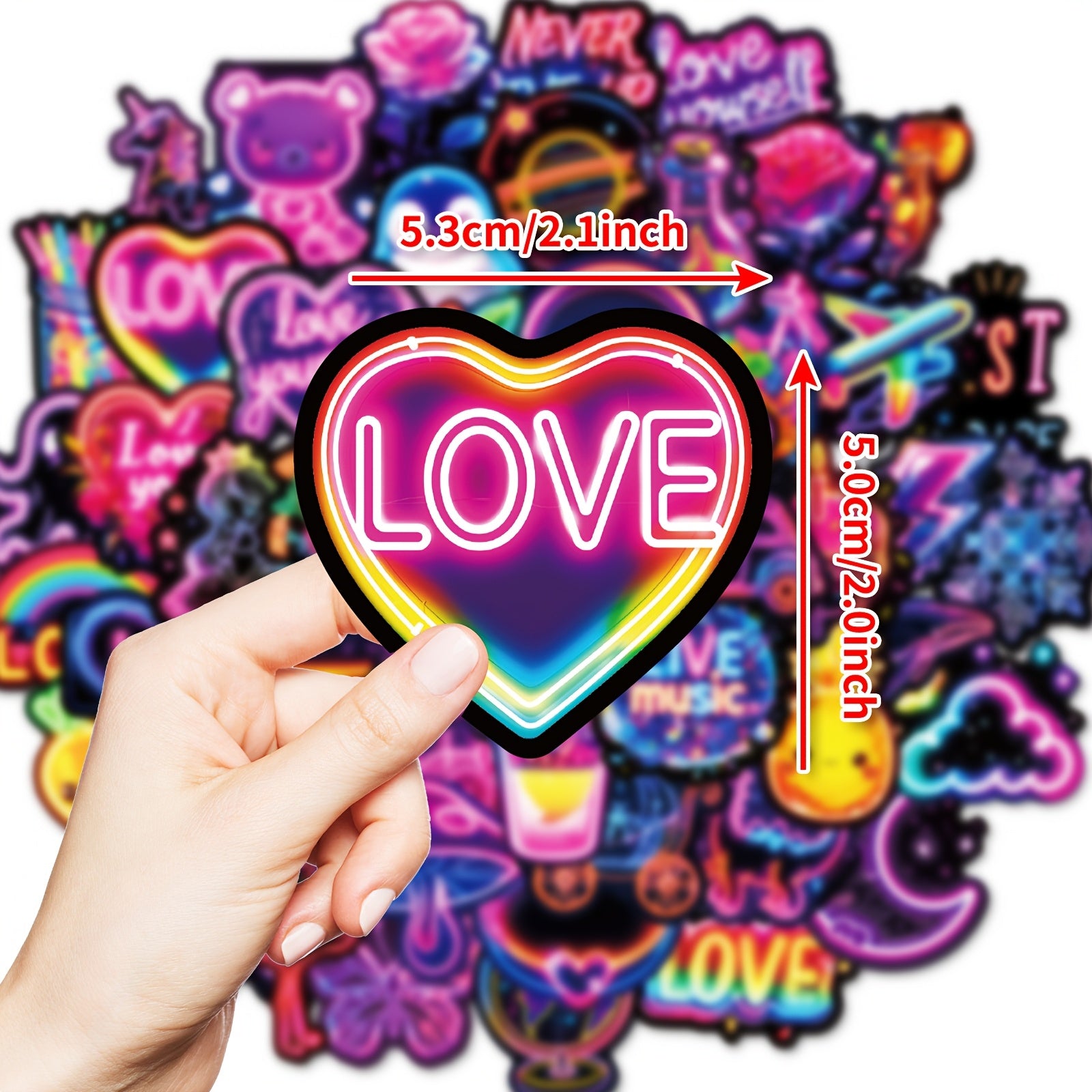 50pcs Neon Graffiti Stickers for Phones Laptops Guitars Notebooks