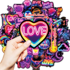 50pcs Neon Graffiti Stickers for Phones Laptops Guitars Notebooks