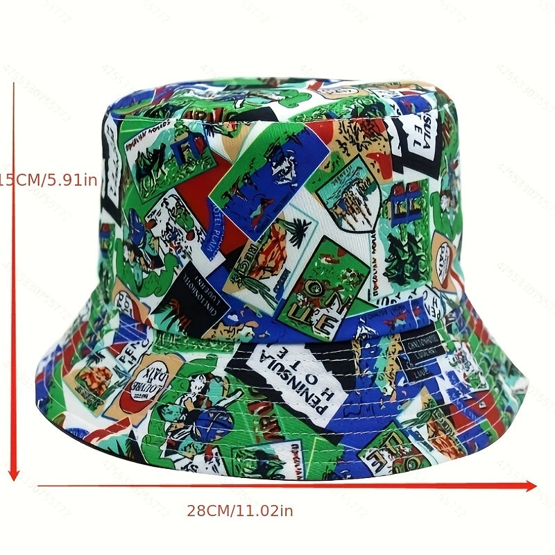 Hawaii Green Print Reversible Bucket Hat for Women & Men