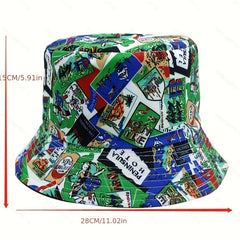Hawaii Green Print Reversible Bucket Hat for Women & Men
